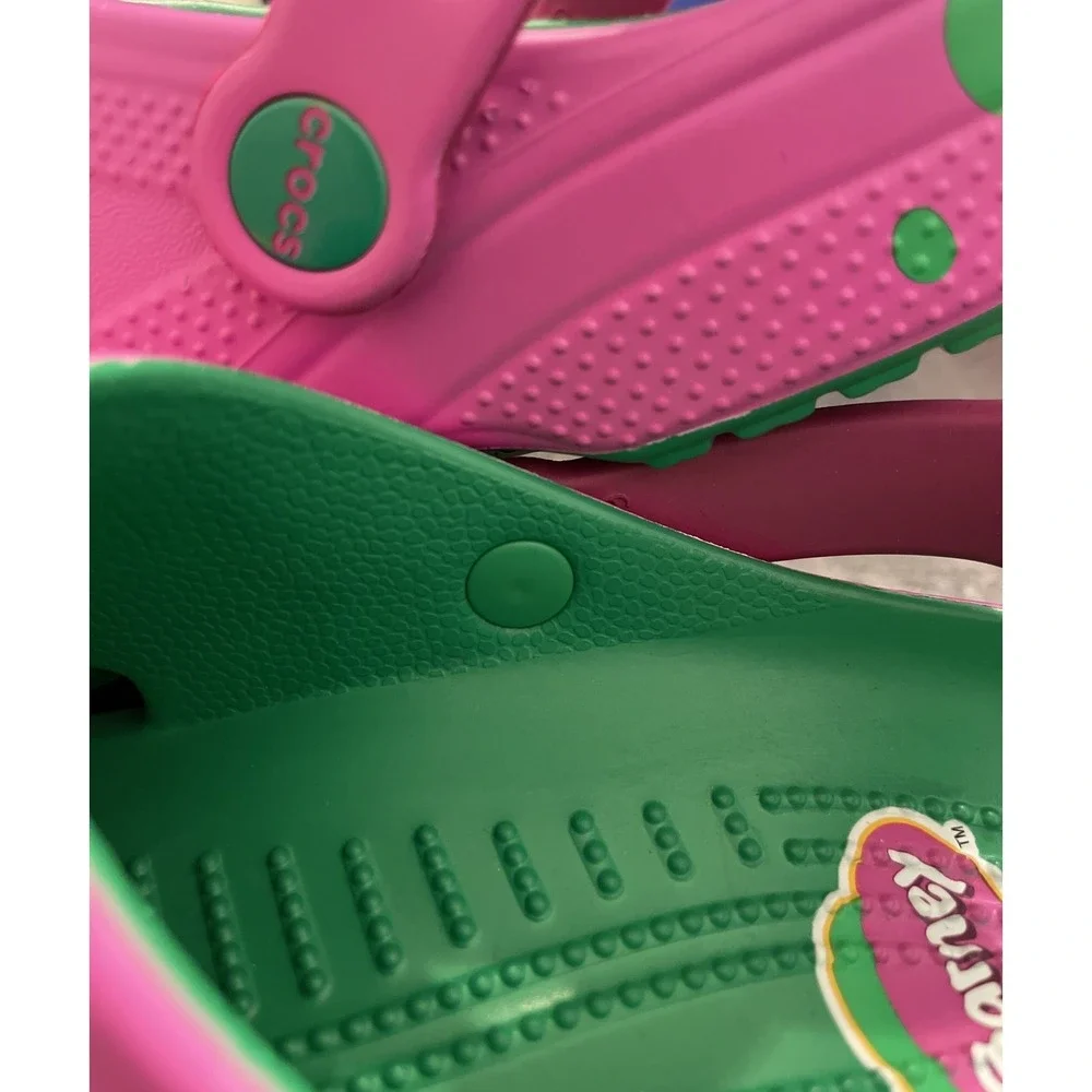 Barney Crocs Classic Clogs Barney Jr Shoes Sz J3 Limited Edition Purple Dinosaur